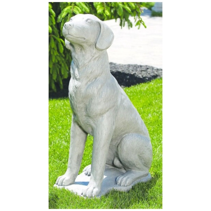 Stately Dog Sculpture Hound Upright Pose Distressed Off White
