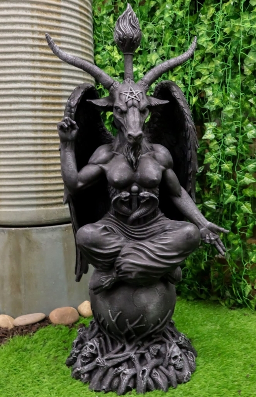 Statue Baphomet Iconography Faux Stone Finish Winged Gothic Decor