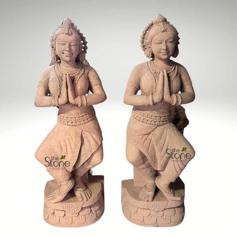 Statue Classical Dancing Lady Intricate Carvings Mudra Gestures