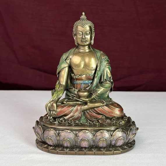 Statue Copper Finish Weathered Patina Buddha Subject Zen Boho Decor