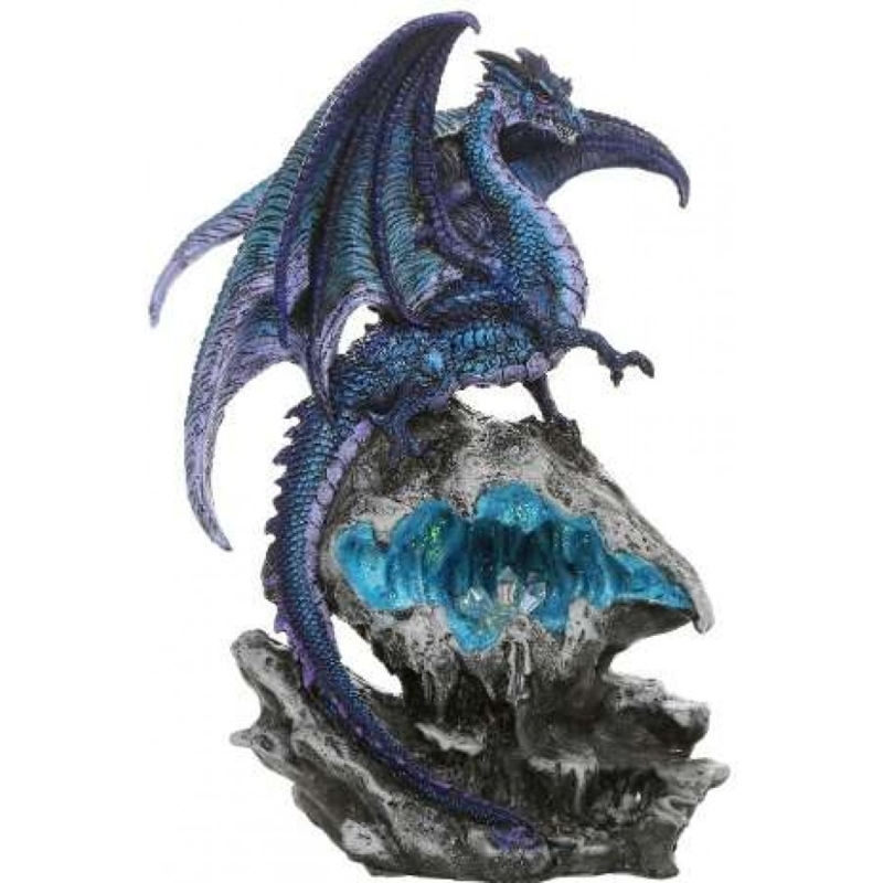 Statue Dragon Gold Tipped Wings Scaled Texture Mythical Creature Decor