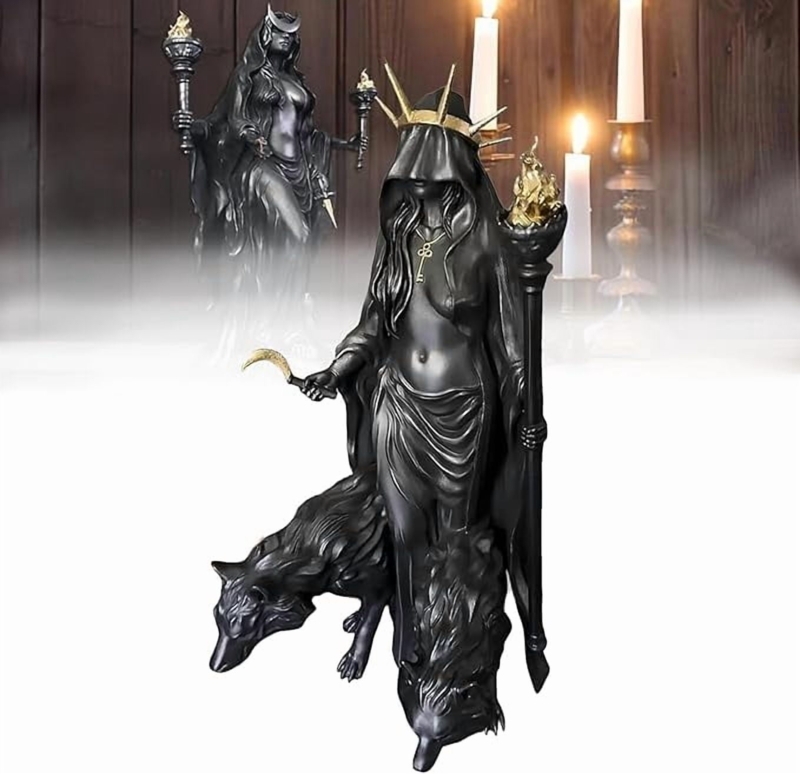 Statue Hecate Triple-Bodied Goddess, Antique Bronze Finish, Mythological