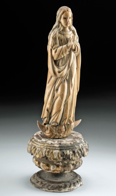 Statue Historic Baroque Style Decor, 18th Century Origin Tiered Base
