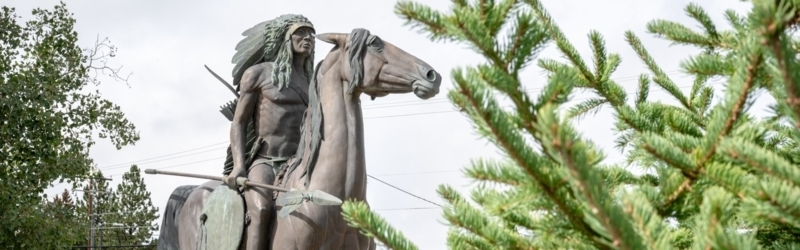 Statue Indigenous Figure Weathered Bronze Large Scale Western Decor