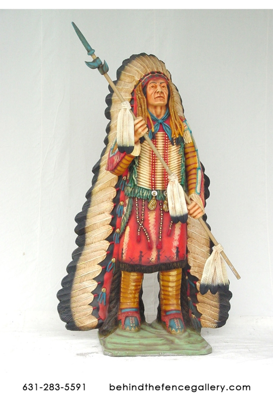 Statue Life-Size Scale Intricate Headdress Hand-Painted Western Art
