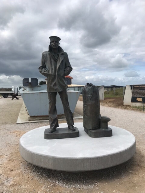 Statue Lifesize Figurative Weathered Bronze Integrated Plaza Design