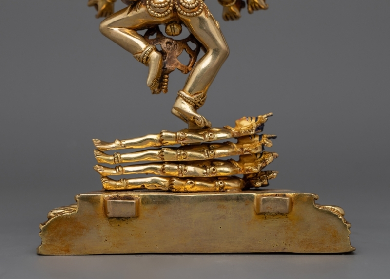 Statue Metal Tantric Deity Multi Armed Silhouette Antique Finish