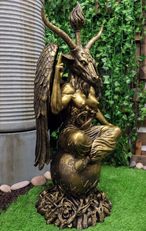 Statue Metallic Gold Finish Occult Sculpture Gothic Home Decor