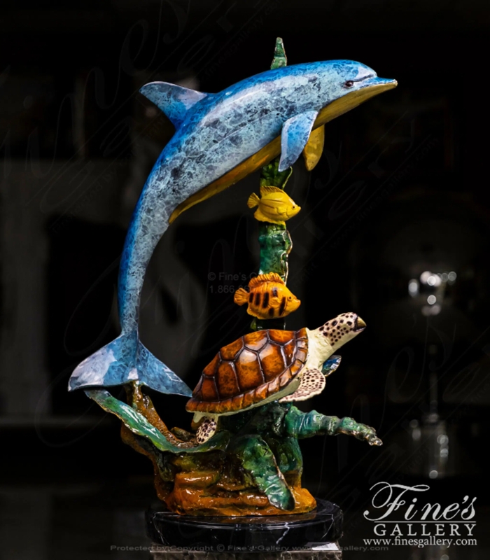 Statue Monumental Bronze Marine Life Art Patinated Weathered