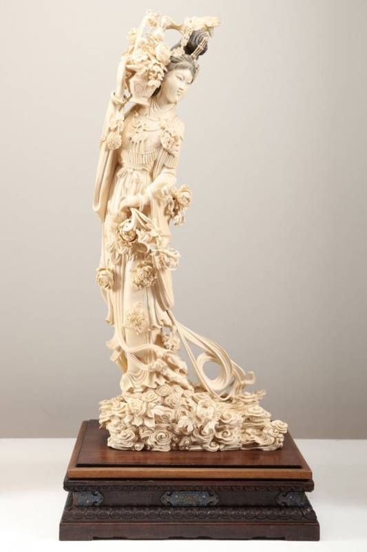 Statue Monumental Sculpture, Complex Figural Narrative Floral Relief
