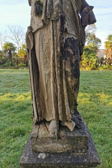 Statue Neoclassical Female Figures Antique Stone Draped Accents