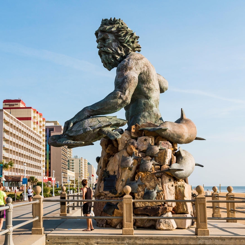 Statue Patina Finish Trident Rocky Base Monumental Coastal Garden