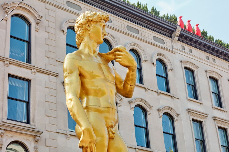 Statue Reimagined Classical Art Oversized Gold Figurative Sculpture Polished