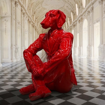 Statue Sculpture Anthropomorphic Dogman, Satin Pop Art with Paintbrush