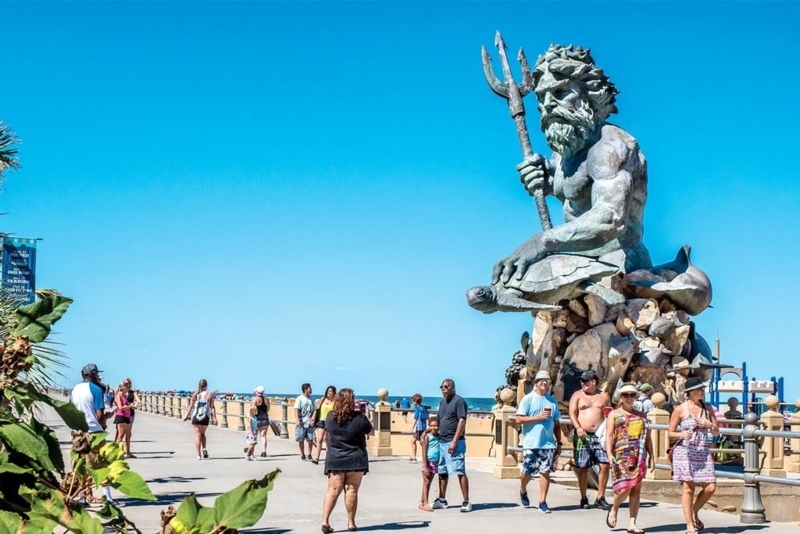 Statue Verdigris Finish Trident Detail Monumental Scale Coastal
