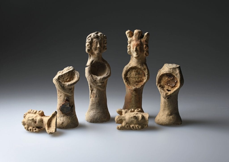 Statuette Decor, Weathered Stone-Like Statuette Decor in Earthy Tones