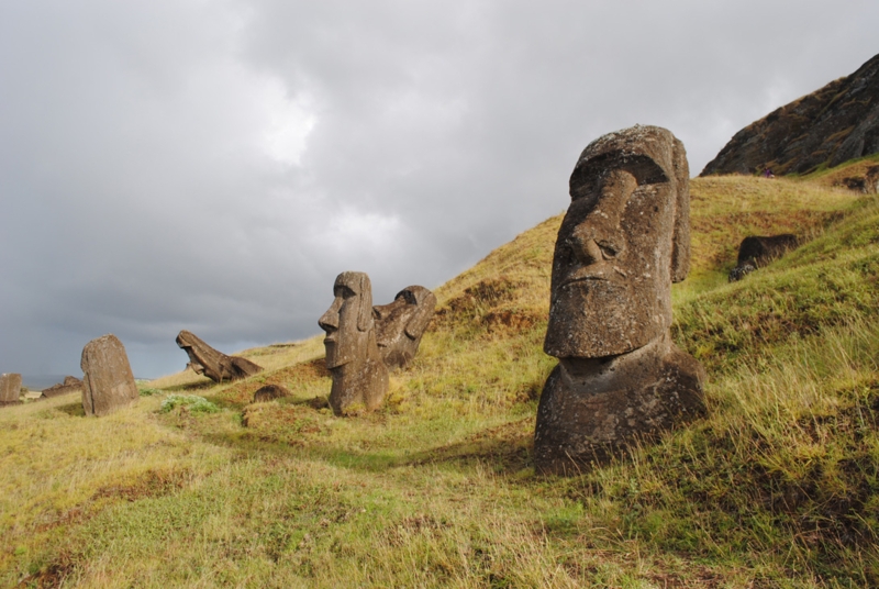 Stone Statues in Soft Daylight for Mysterious Ancient Garden Decor