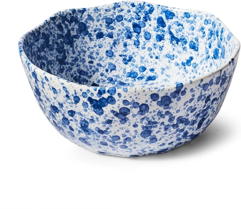 Stoneware Serving Bowl with Vintage Inspired Spongeware Texture