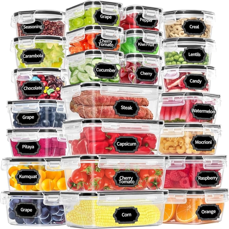 Storage Jar Set, Uniform Design with Chalkboard Labels for Pantry.
