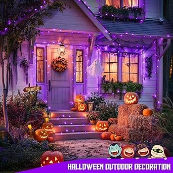 String Lights Purple LED Solar Waterproof Outdoor Fence Decor