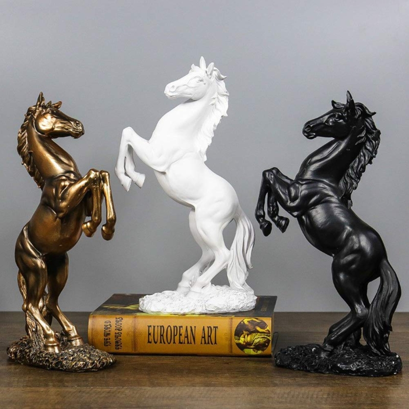 Stylized Horse Figurine with Metallic Gold Accents for Modern Glam Decor