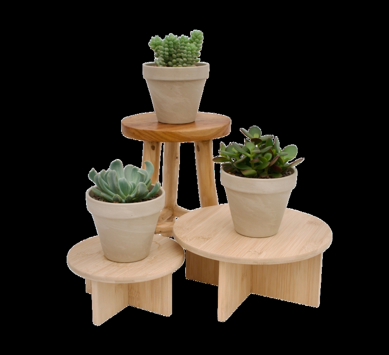Succulent Planter Set Desktop Size Ribbed Ceramic Minimalist Decor Round
