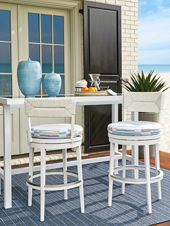 Swivel Bar Stool with Scroll Arms and Bronze Slat Back