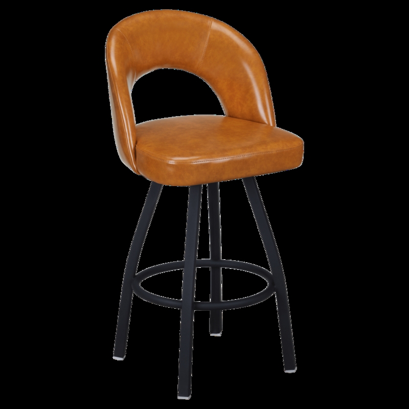 Swivel Bar Stool with Tan Bucket Seat and Matte Base