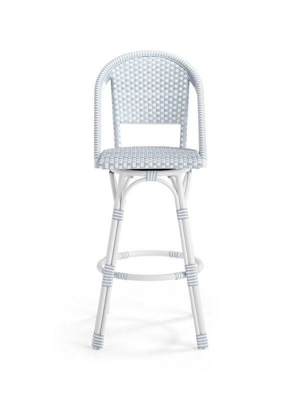 Swivel Bar Stools with Nautical Blue and White Woven Pattern