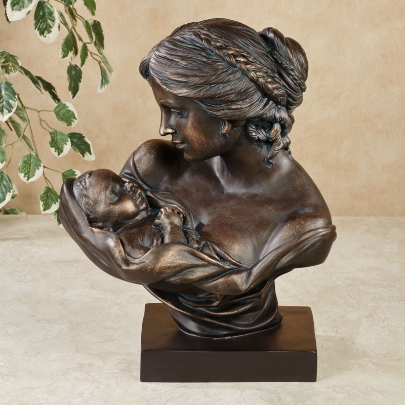 Table Sculpture Bust Style Burnished Bronze Finish Traditional Decor
