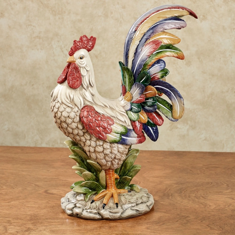 Table Sculpture Multicolored Feather Detailing Glossy Iridescent Decor