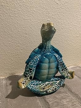 Tabletop Figurine Lotus Position Yoga Pose Aqua Matte Finish Coastal