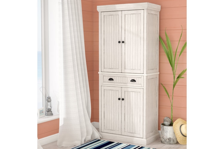 Tall Freestanding Food Storage Cabinet in Crisp White Shaker Style