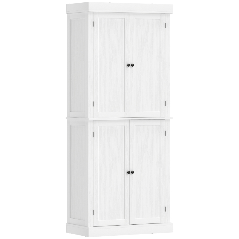Tall Freestanding Pantry Cabinet with Central Drawers, Shaker Style.