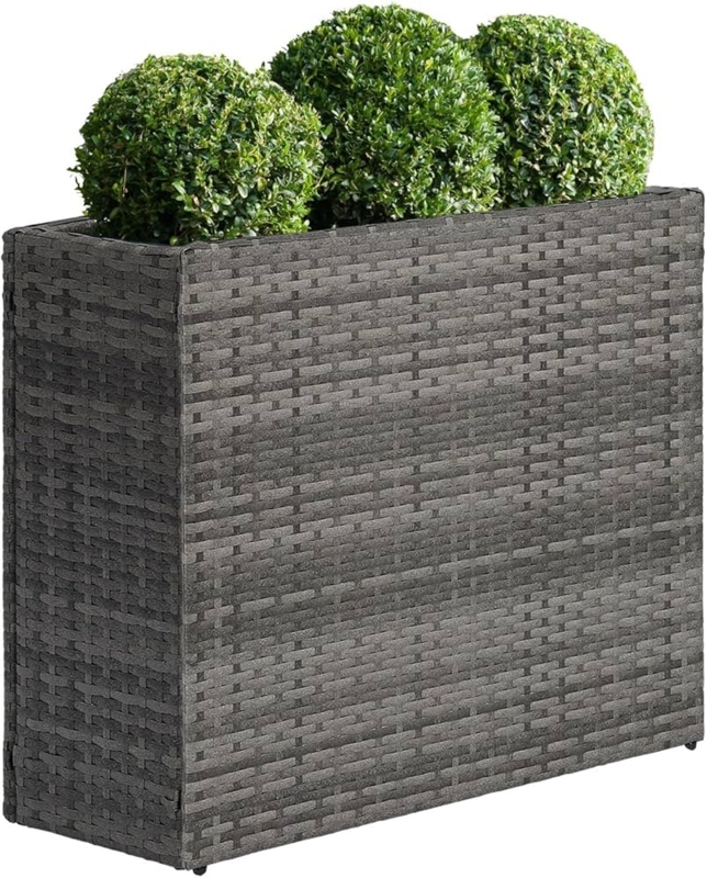Tall Planter Black Rattan Tapered Design Woven Contemporary Pot