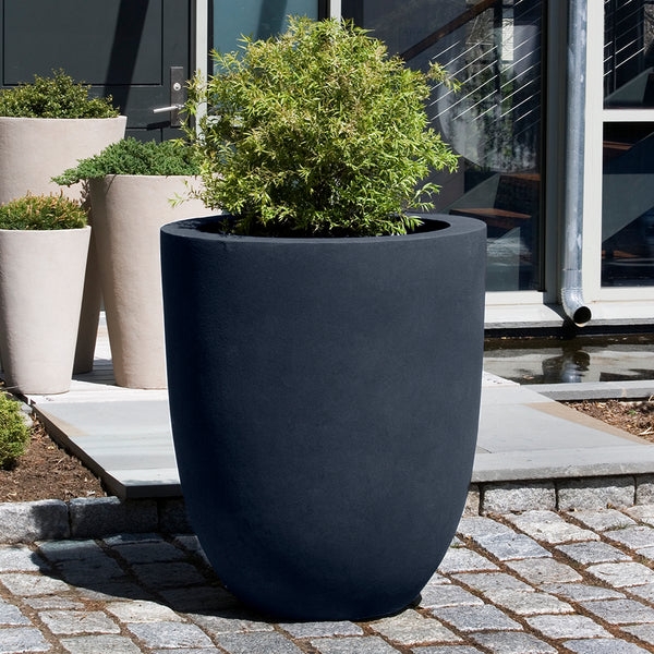 Tall Planter Cylindrical Matte Black, Minimalist Outdoor