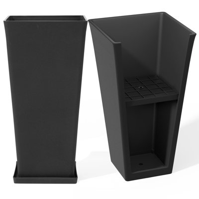 Tall Planter Extra Tall Height Matte Black Rectangular Minimalist Patio