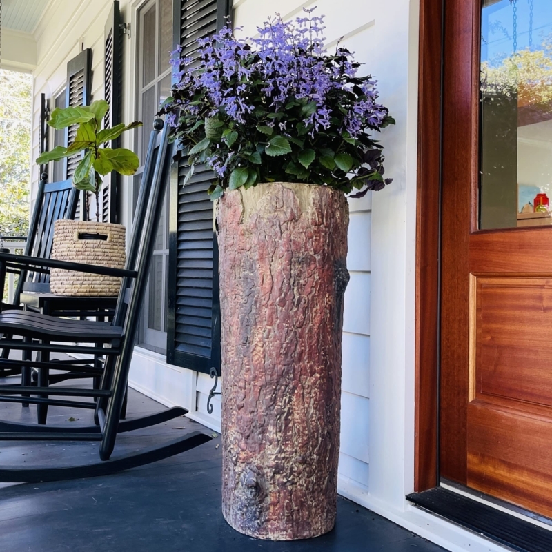 Tall Planter Log Cabin Porch Decor with Bark Texture