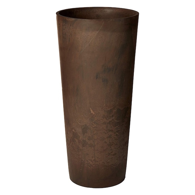 Tall Planter Marbled Finish Chocolate Brown Matte Surface