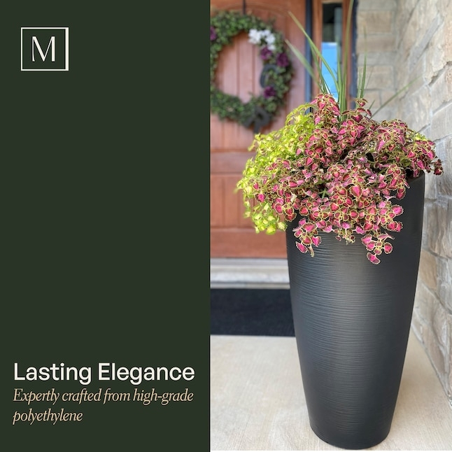 Tall Planter Neptune Blue Color Tapered Silhouette Vibrant Coastal Deck