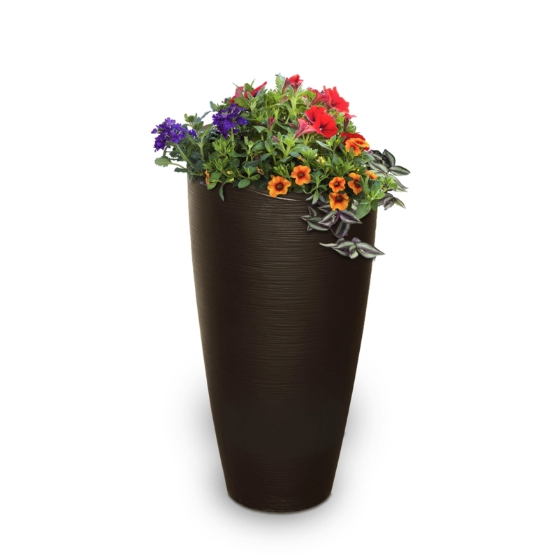 Tall Planter Recessed Panels Espresso Finish Square Craftsman Style