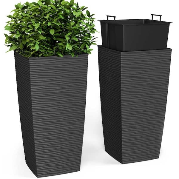 Tall Planter Set, Tapered Square Shape with Matte Finish