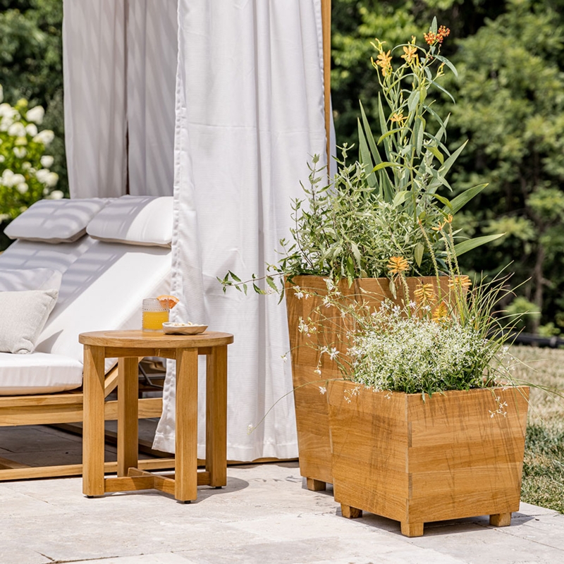 Tall Planter Tall Profile Vertical Slats Modern Honey Wood Garden Box