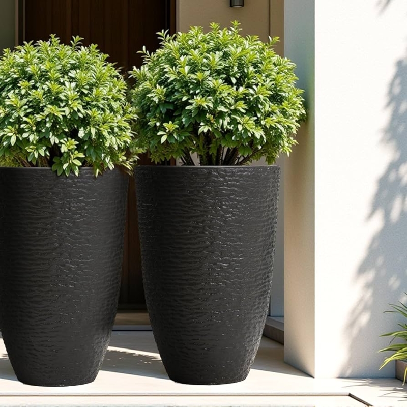 Tall Planter Tapered Imitation Stone, Outdoor Front Porch Decor