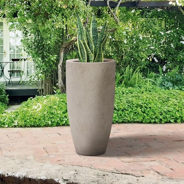 Tall Planter, Tapered Square Top Charcoal Patio Pot. (61 chars)