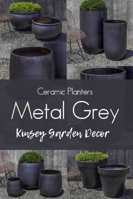 Tall Planter with Diamond Pattern Industrial Texture Metallic Look