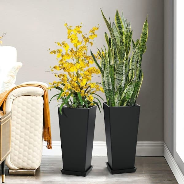 Tall Planters Matte Finish Vertical Gardening Containers Tapered Plastic