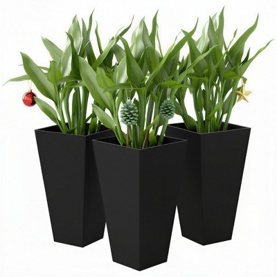 Tall Tapered Patio Planters Woven Texture Espresso Brown Finish