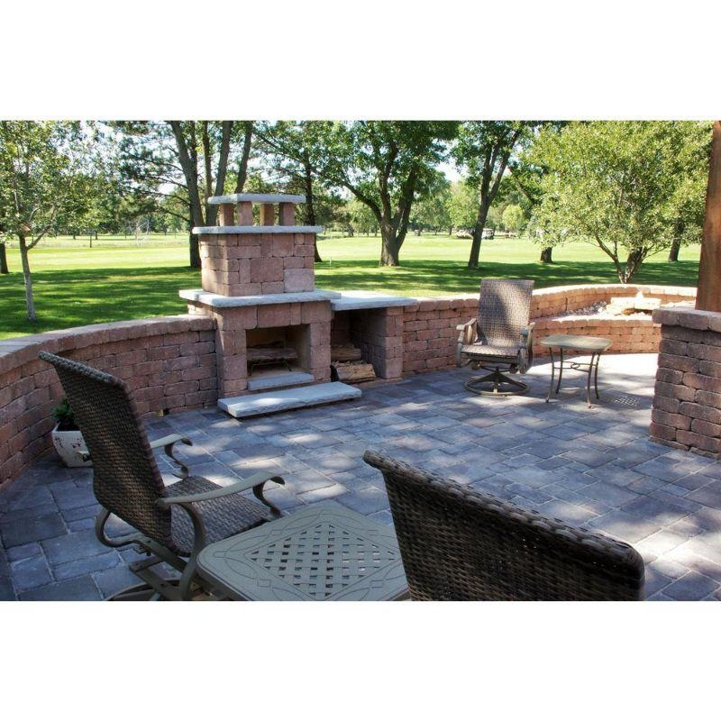 Tapered Chimney Outdoor Fireplace with Integrated Wood Storage