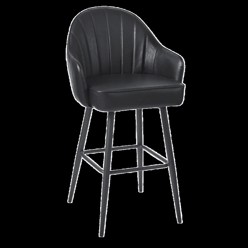 Tapered Leg Metal Bar Stool with Bucket Seat and Circular Footrest